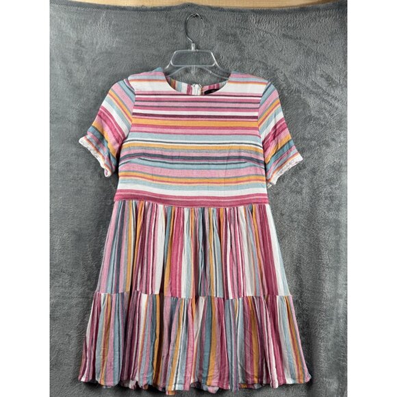 Forever 21 Dresses & Skirts - Forever 21 Womans Babydoll Dress Multicolor Striped Short Sleeve Size S